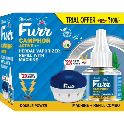 Mosquito Furr Camphor Active++ liquid vaporizer machine and 45ML refill combo box