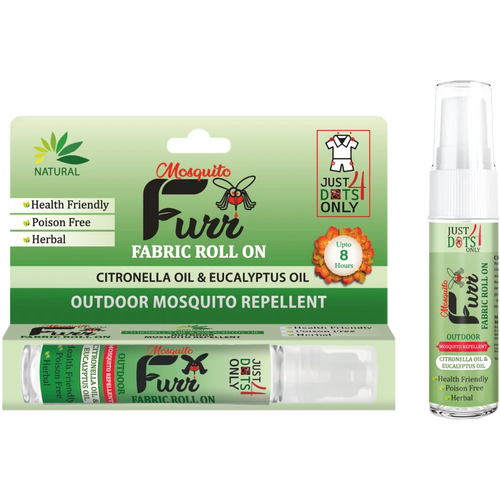 Mosquito Furr Fabric Roll On 9ml outdoor mosquito repellent, carton and bottle