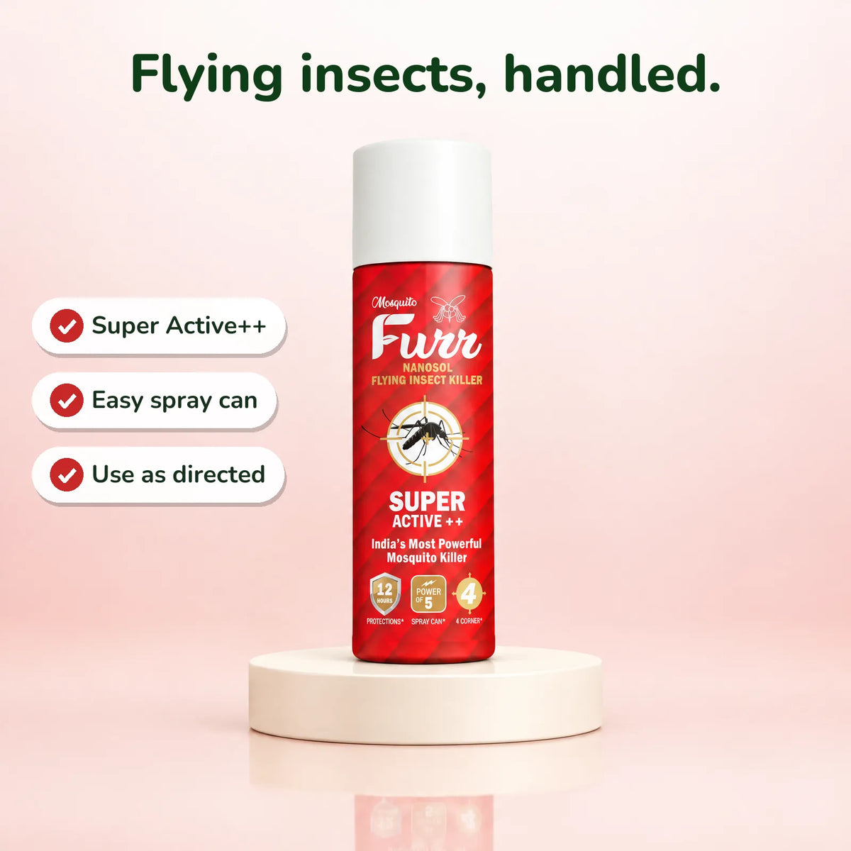 Mosquito Furr Nanosol Flying Insect Killer Super Active++: easy spray can, use as directed