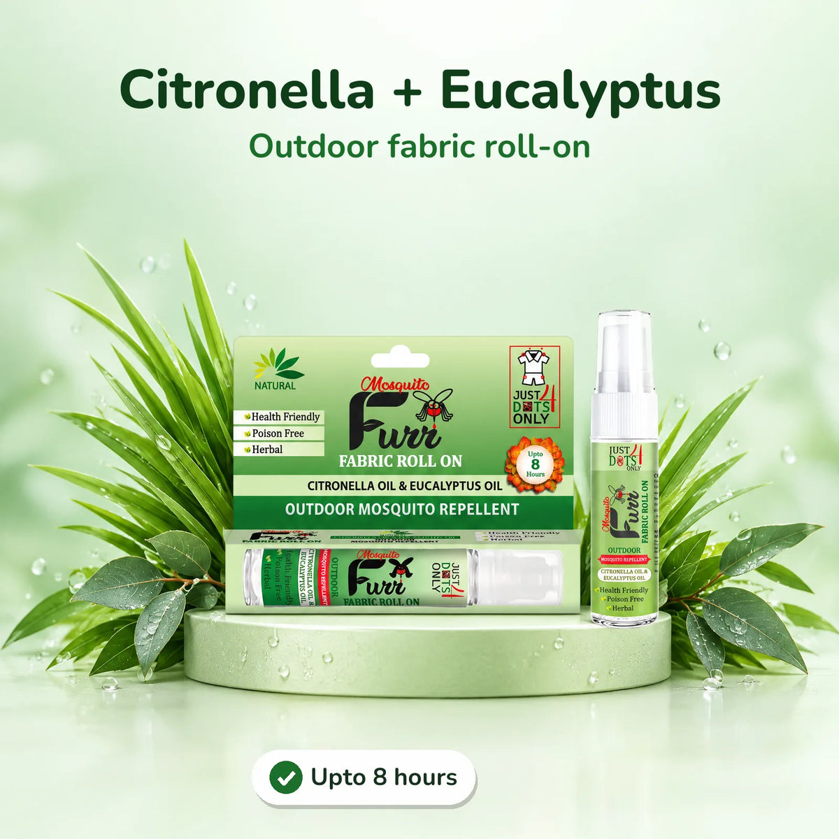 Mosquito Furr Fabric Roll On with citronella and eucalyptus, upto 8 hours